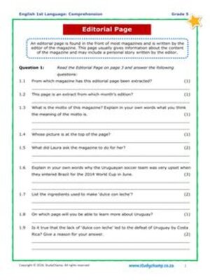 cover image of Grade 5 English: Comprehension - Editorial